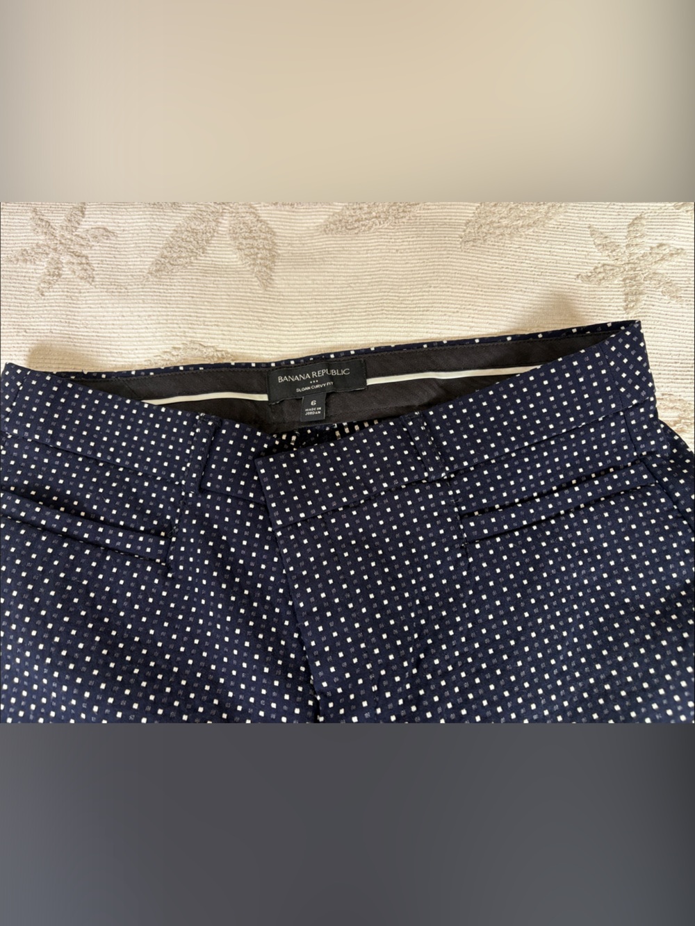 Banana Republic Navy Pants with White Microdot Pattern